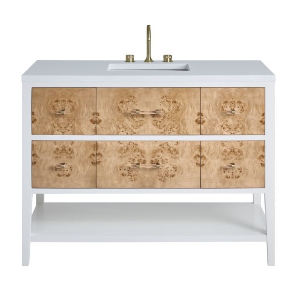 48″ James Martin Olena D804-V48-LMB-3WZ Vanity Cabinet White Zeus Silestone Top