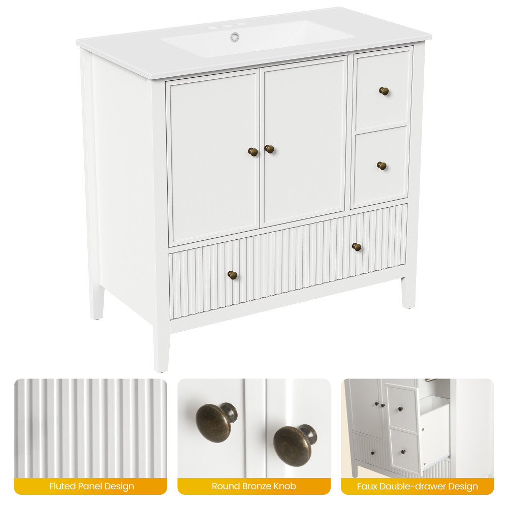36″ Bathroom Vanity with Sink Combo Bathroom Cabinet with Doors and Drawer