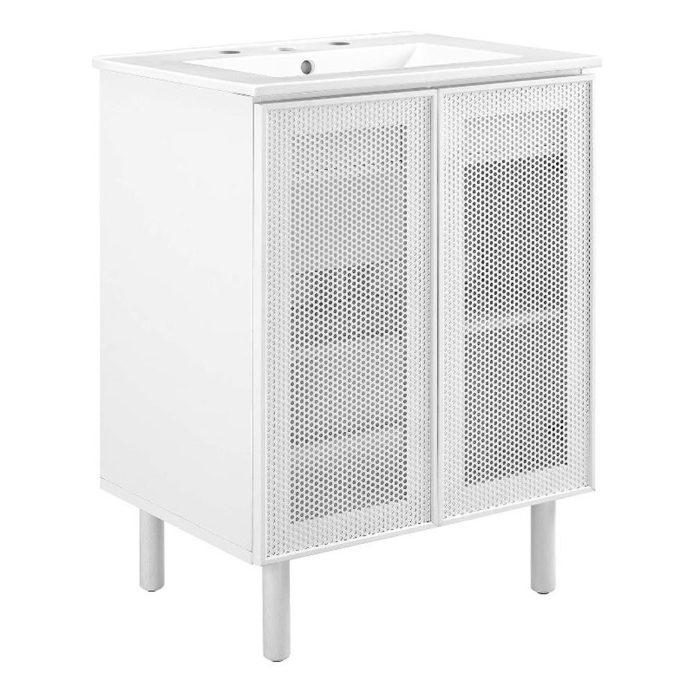 Calla 24″ Perforated Metal Bathroom Vanity in White White