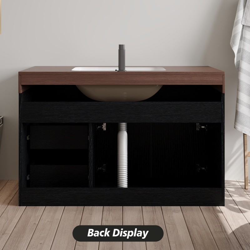 36″ Modern Floating Bathroom Vanity w/Integrated Ceramic Sink & Faux Marble Top