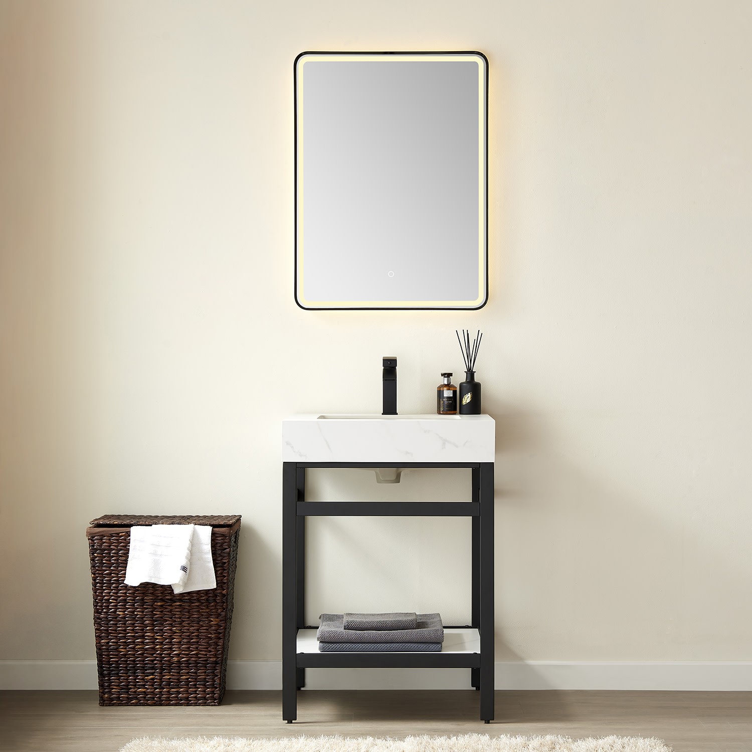 Miseno MV702524 Funes 24″ – Brushed Gold / White