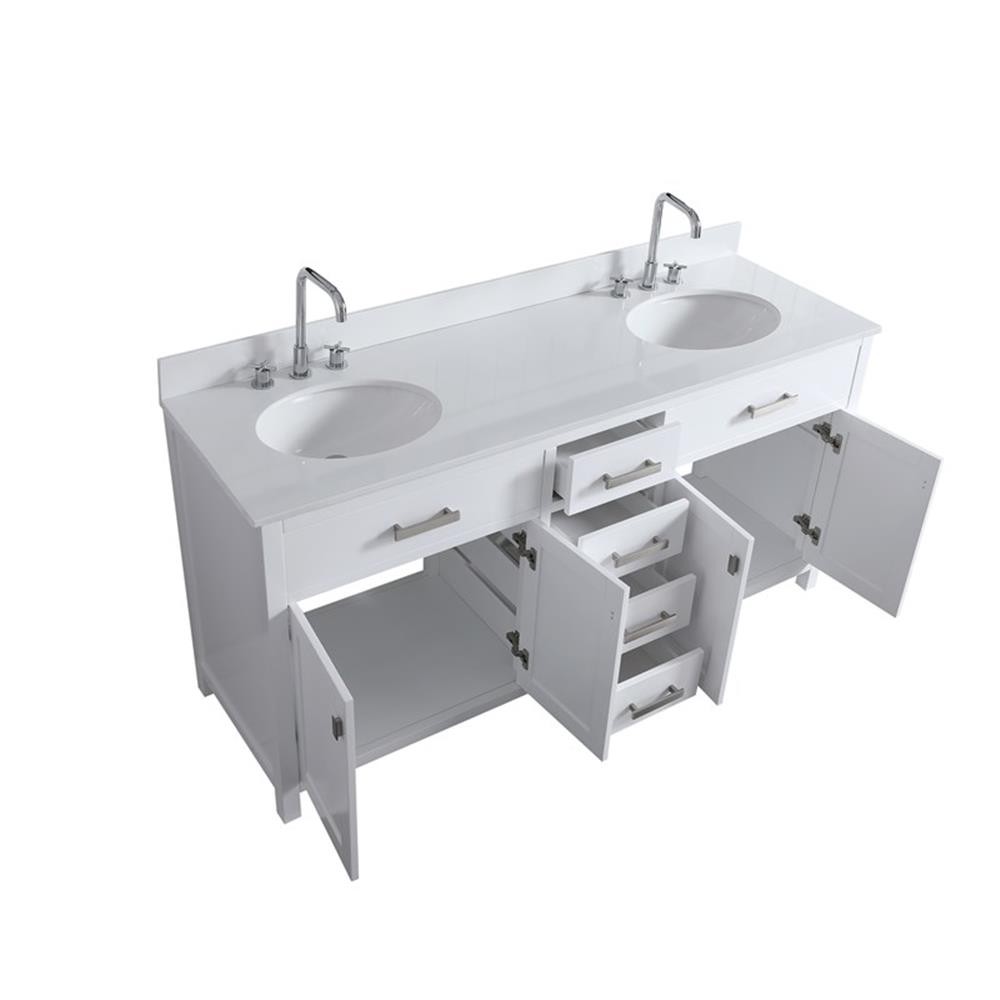 Pemberly Row Modern / Contemporary 72″ Vanity Base Only in White
