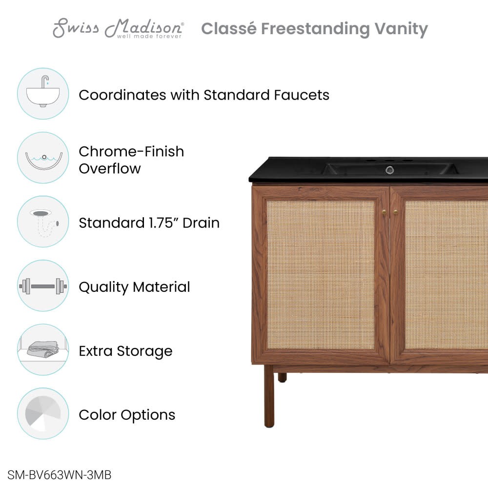 Swiss Madison SM-BV663-3 Classe 36″ – White Oak / Matte Black