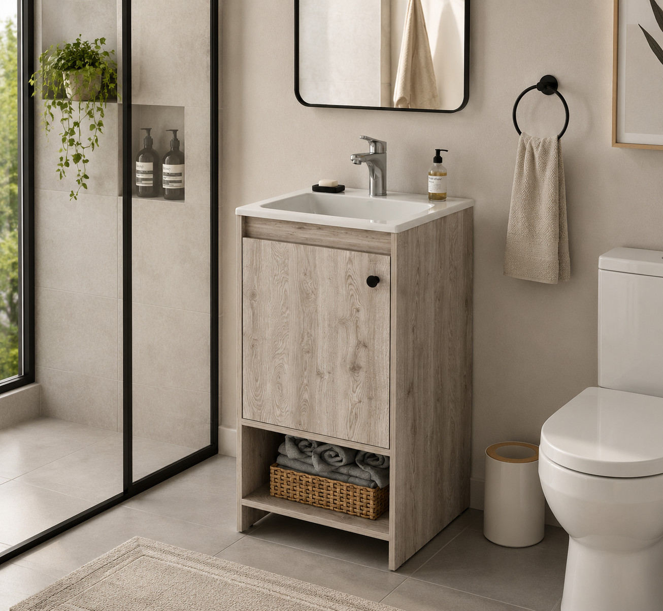 Malibu Single Sink Bathroom Vanity Combo, 45″W, Light Gray