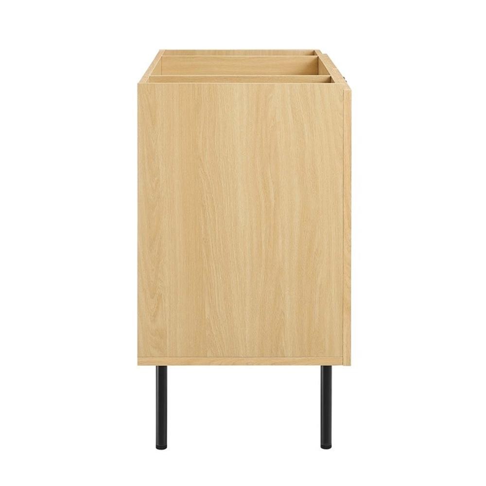 Pemberly Row 36″ Wood & Rattan Bathroom Vanity Cabinet in Oak