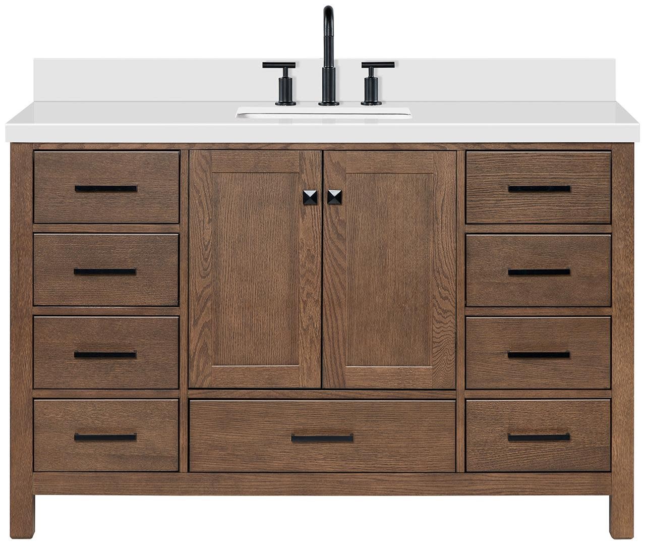 Ariel A055SWQRVO Cambridge 54″ – Brown Oak / Pure White Quartz / Satin Brass