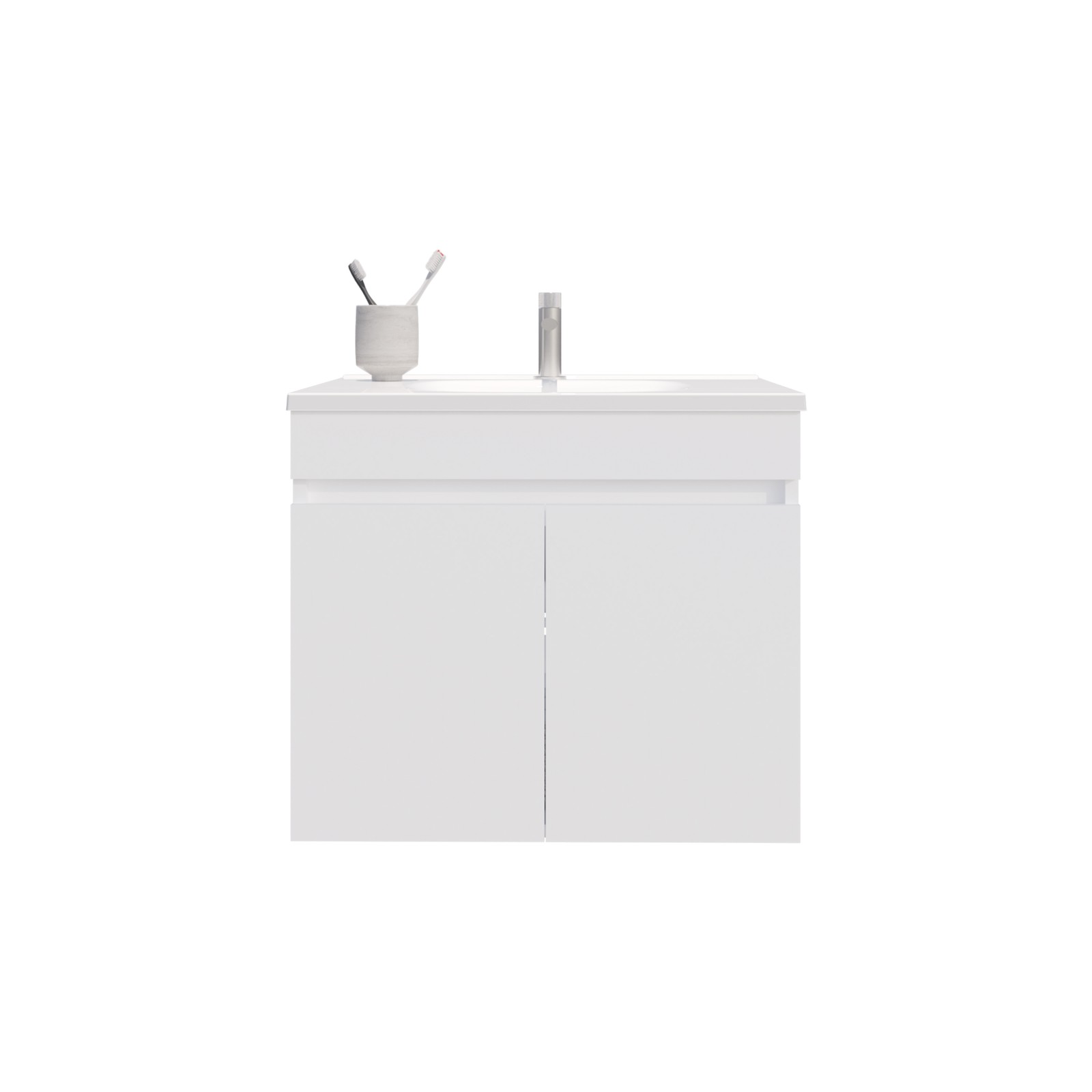 Bathroom Vanity with Sink, 2 Doors & 2 Shelves, White, 23.2″W
