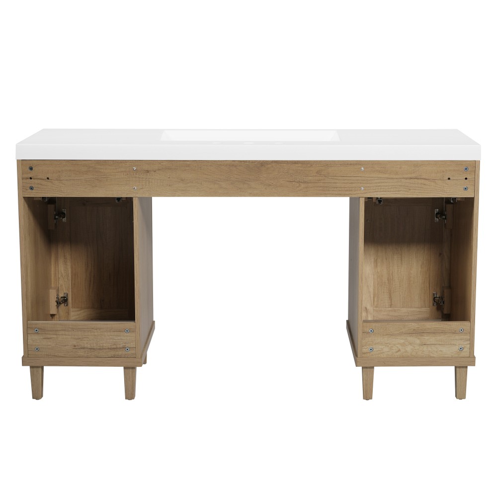 60 Inch Bathroom Vanity with SMC Sink, Modern Spacious Bathroom Storage Cabinet