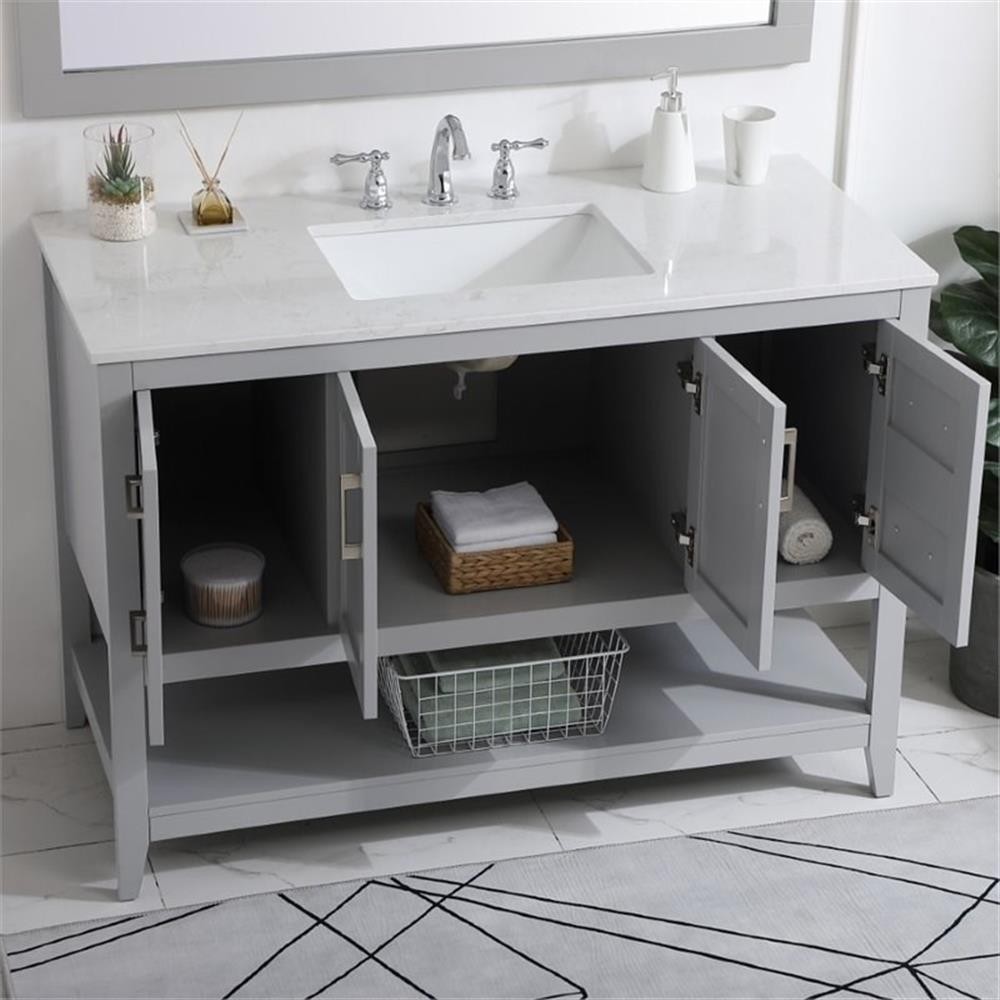 Elegant Decor Aubrey 48″ Single Quartz Top Bathroom Vanity in Gray