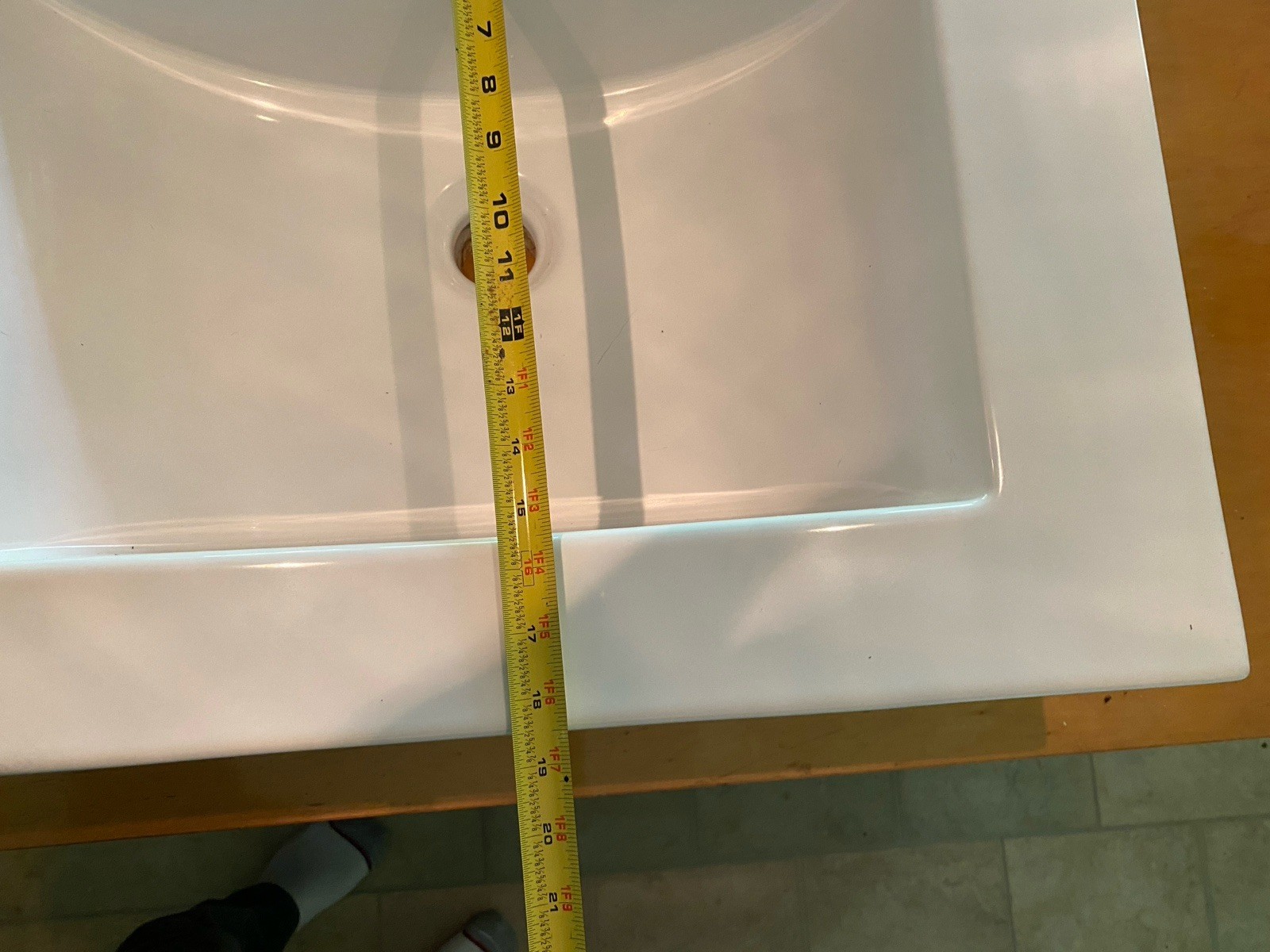 24″ Ceramic Vanity Top Sink, Modern Rectangular Bathroom Basin with Faucet Hole