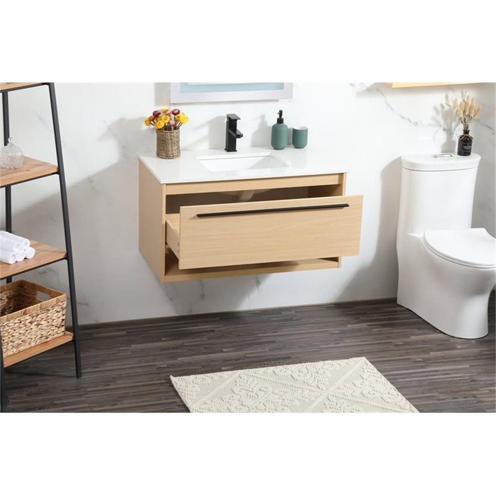 Elegant Decor Roman 36″ Aluminum Alloy MDF Single Bathroom Vanity in Maple