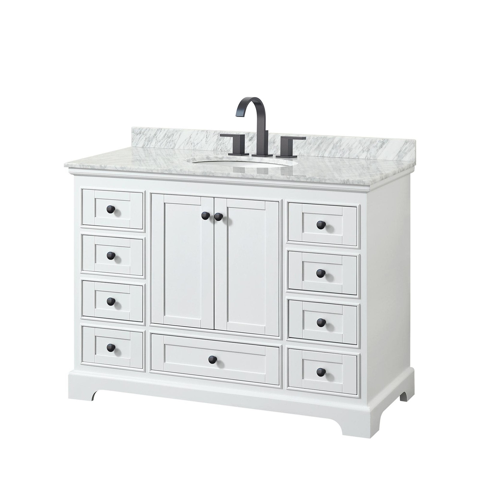 Wyndham Collection WCS202048SCMUNOMXX Deborah 48″ – White / White Carrara Marble