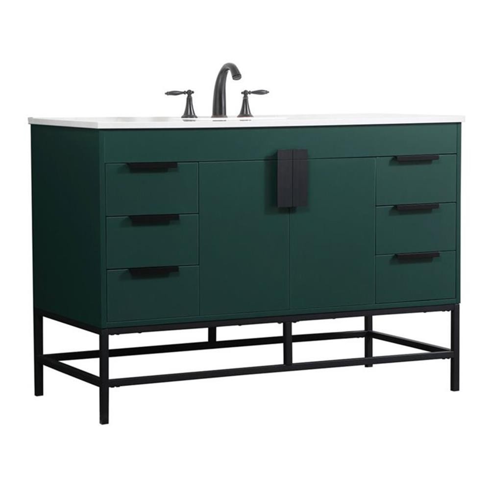 Elegant Decor Eugene 48″ Aluminum Iron MDF Single Bathroom Vanity in Green