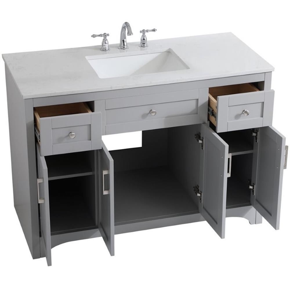 Elegant Decor Moore 48″ Single Quartz Top Bathroom Vanity in Gray