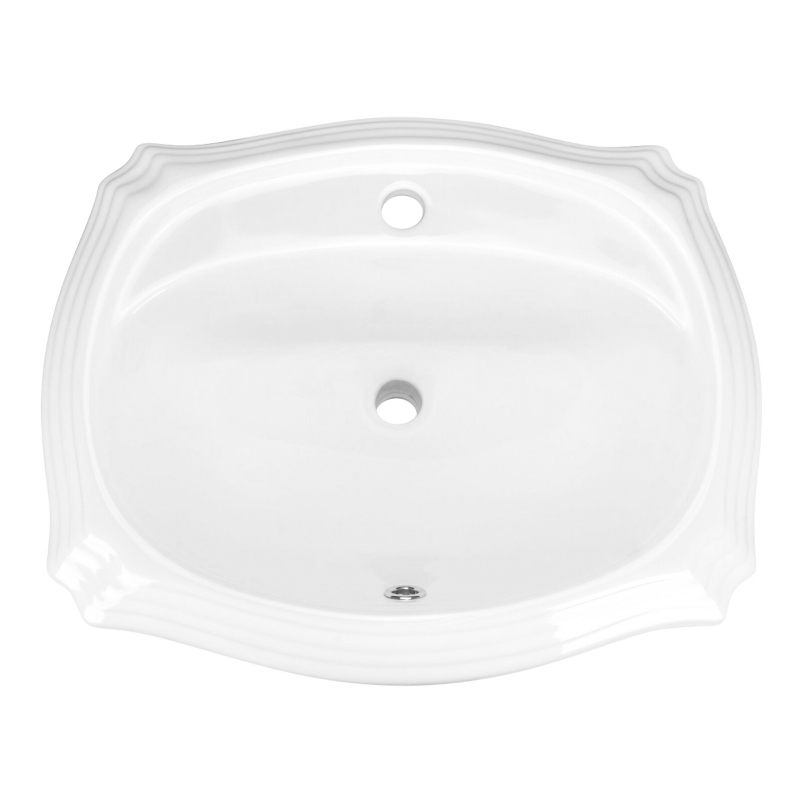 Rok Crater Oval Drop-In Bathroom Vanity Sink 22″ X 18-1/8″ White Porcelain