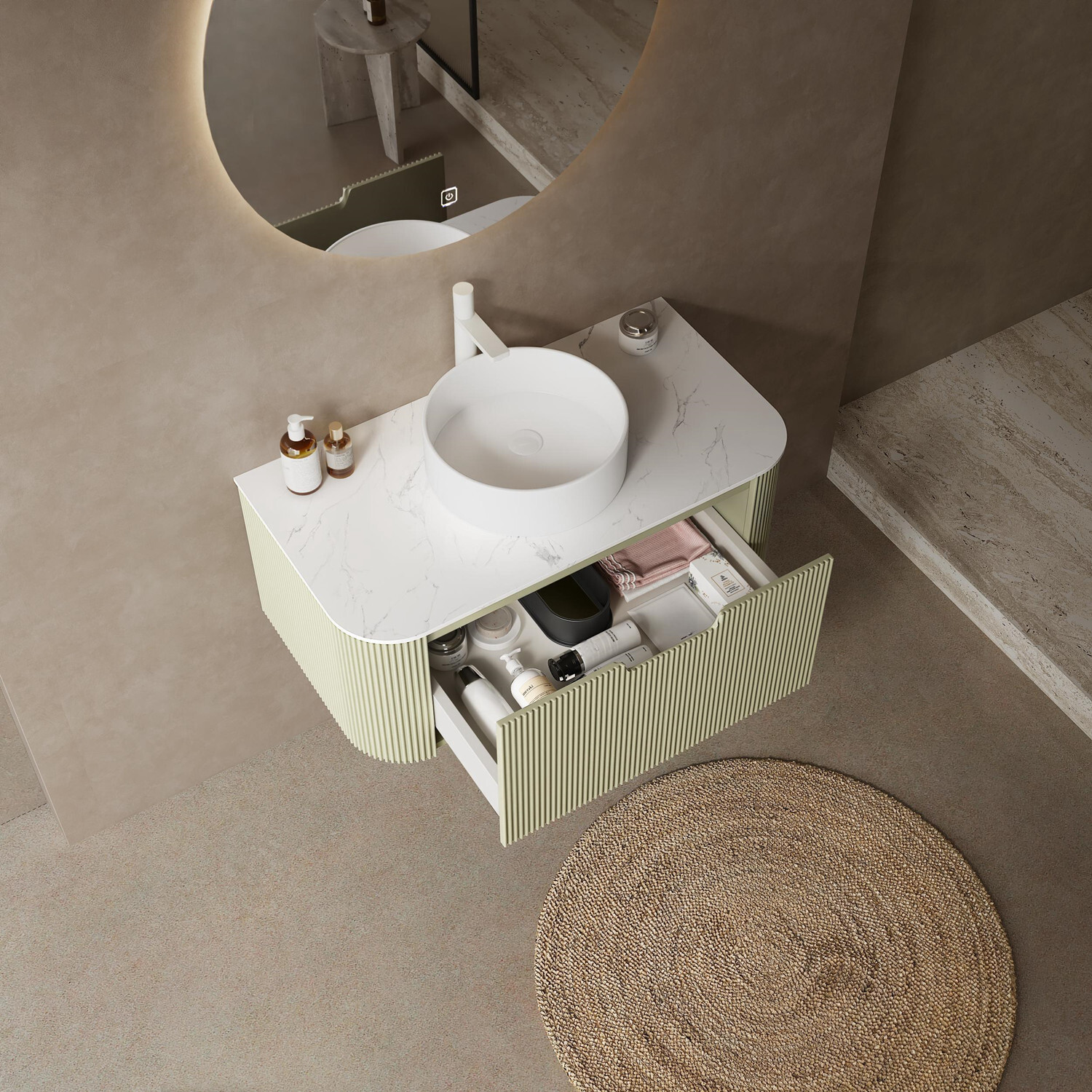 24″ 30″ 36″ Wall Mounted Bathroom Vanity w/Sink, Floating Vanity Cabinet, Drawer