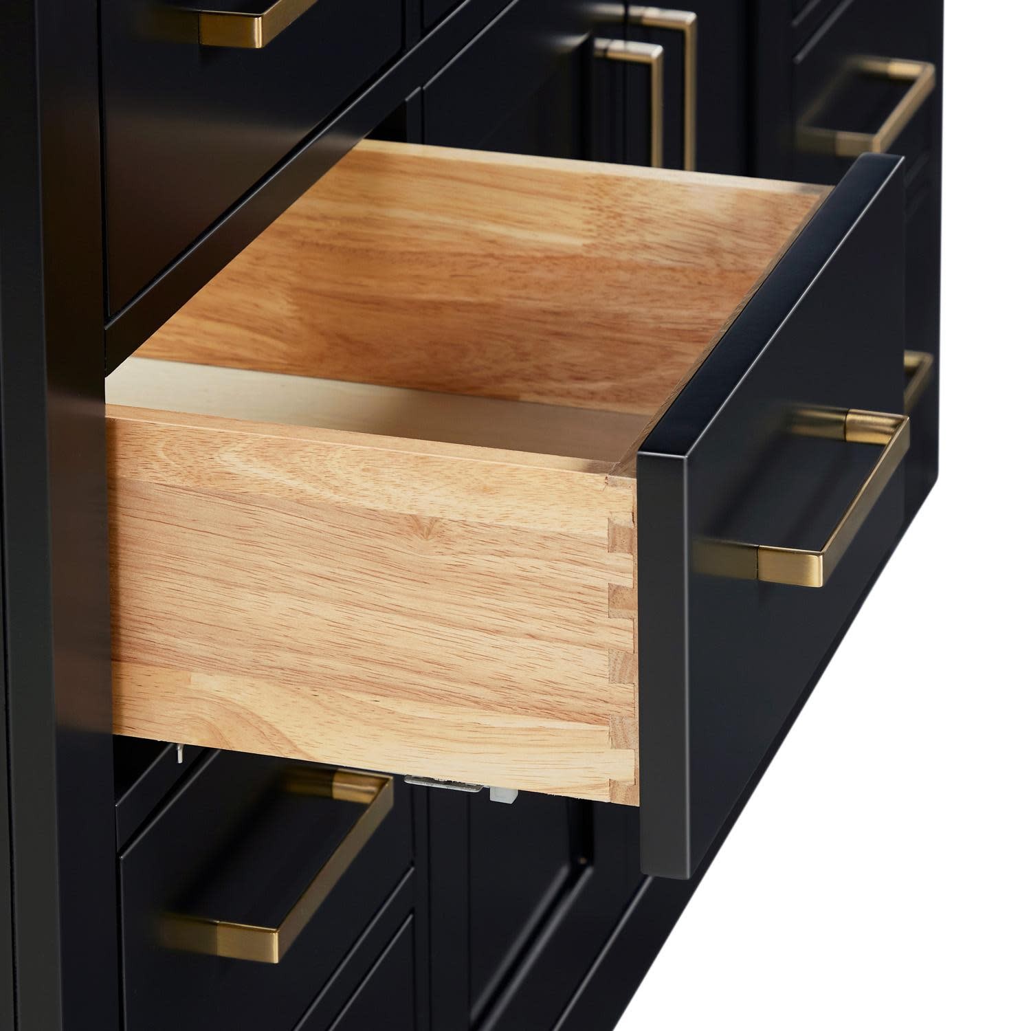 Ariel T061SWQOVO Hepburn 61″ – Black / Pure White Quartz Top / Satin Brass