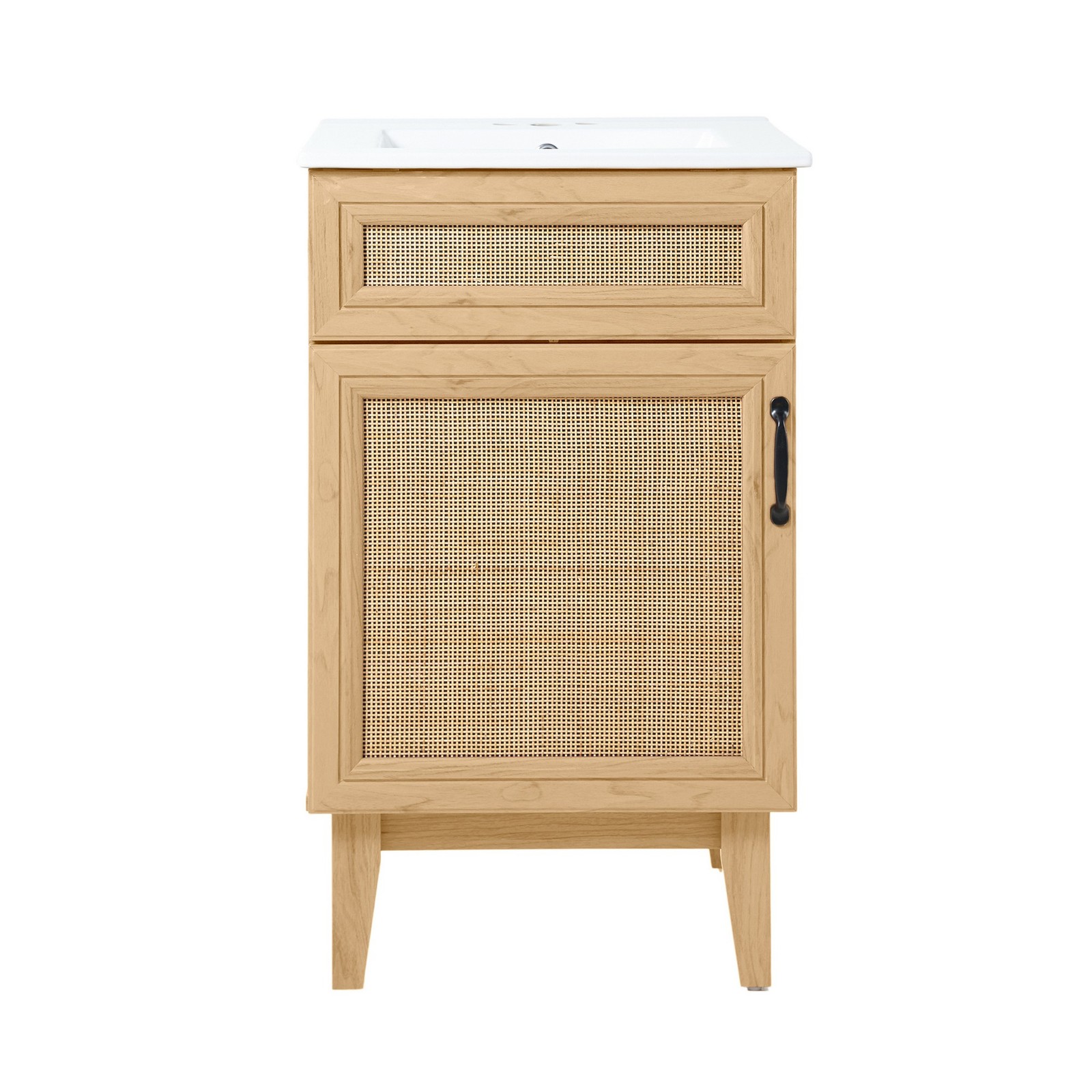 Javer 20 in. W x 18 in. D x 33 in. H Rattan Modern Farmhouse 2-Shelf Bath Vanity