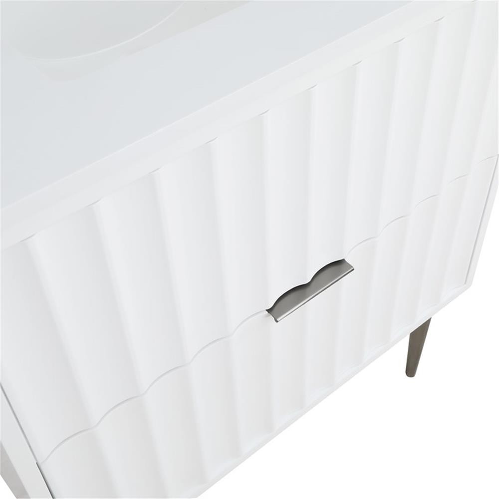 Maklaine Modern / Contemporary Rich White Finish Bathroom Vanity