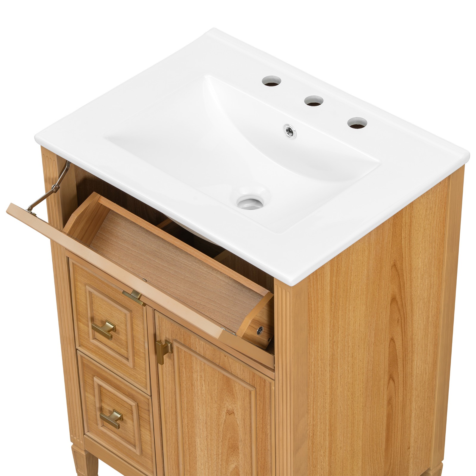 24″ Bathroom Vanity with Sink, Wood Storage Cabinet w/Drawers & Adjustable Shelf