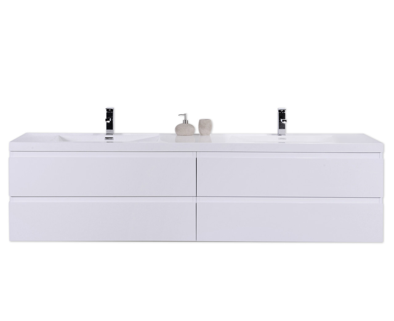 BOHEMIA LINA 72” WALL MOUNTED VANITY WITH DOUBLE REINFORCED ACRYLIC SINKS