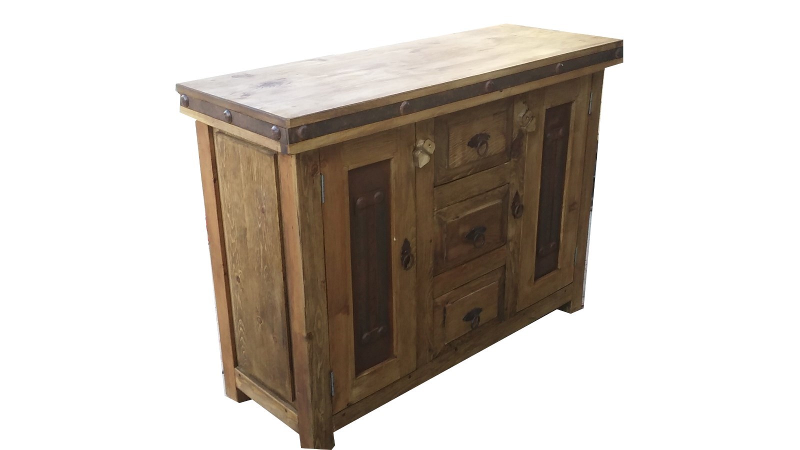 Rustic Reclaimed Wood Metal panel Doors Bathroom Vanity