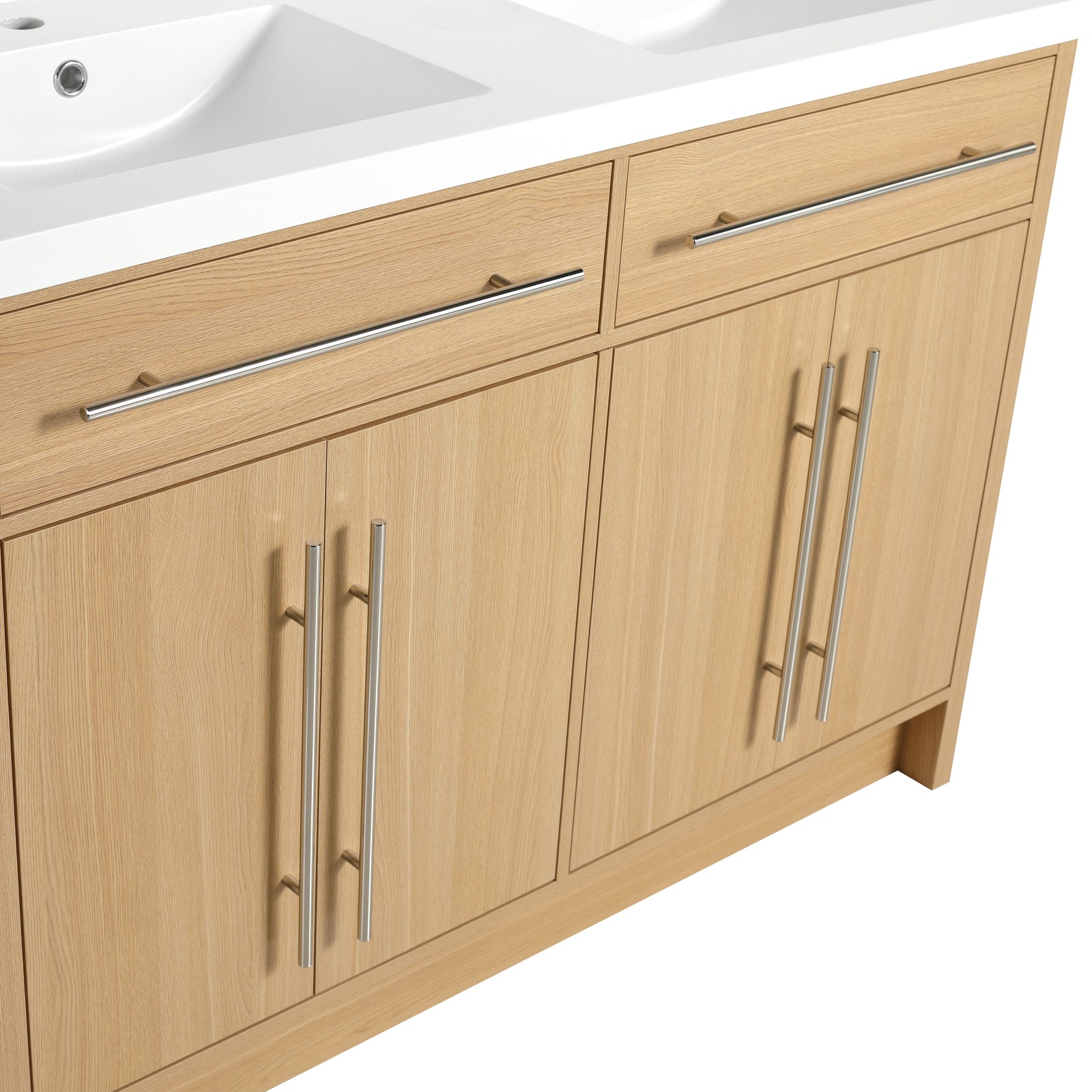 48 inch Plywood Bathroom Vanity Freestanding Double Resin Sink Storage W/2 Doors