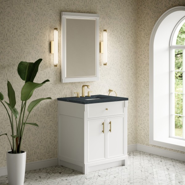 30″ James Martin Bellshire 660-V30-BW-3CSP Vanity Cabinet Charcoal Soapstone Top