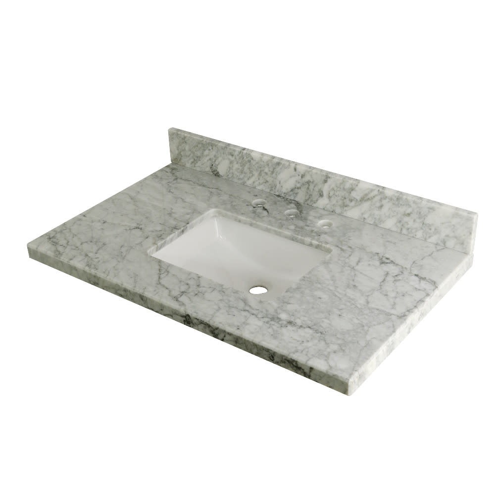 Kingston Brass KVPB3622M38SQ Templeton 36″ Marble Vanity Top – Carrara Marble