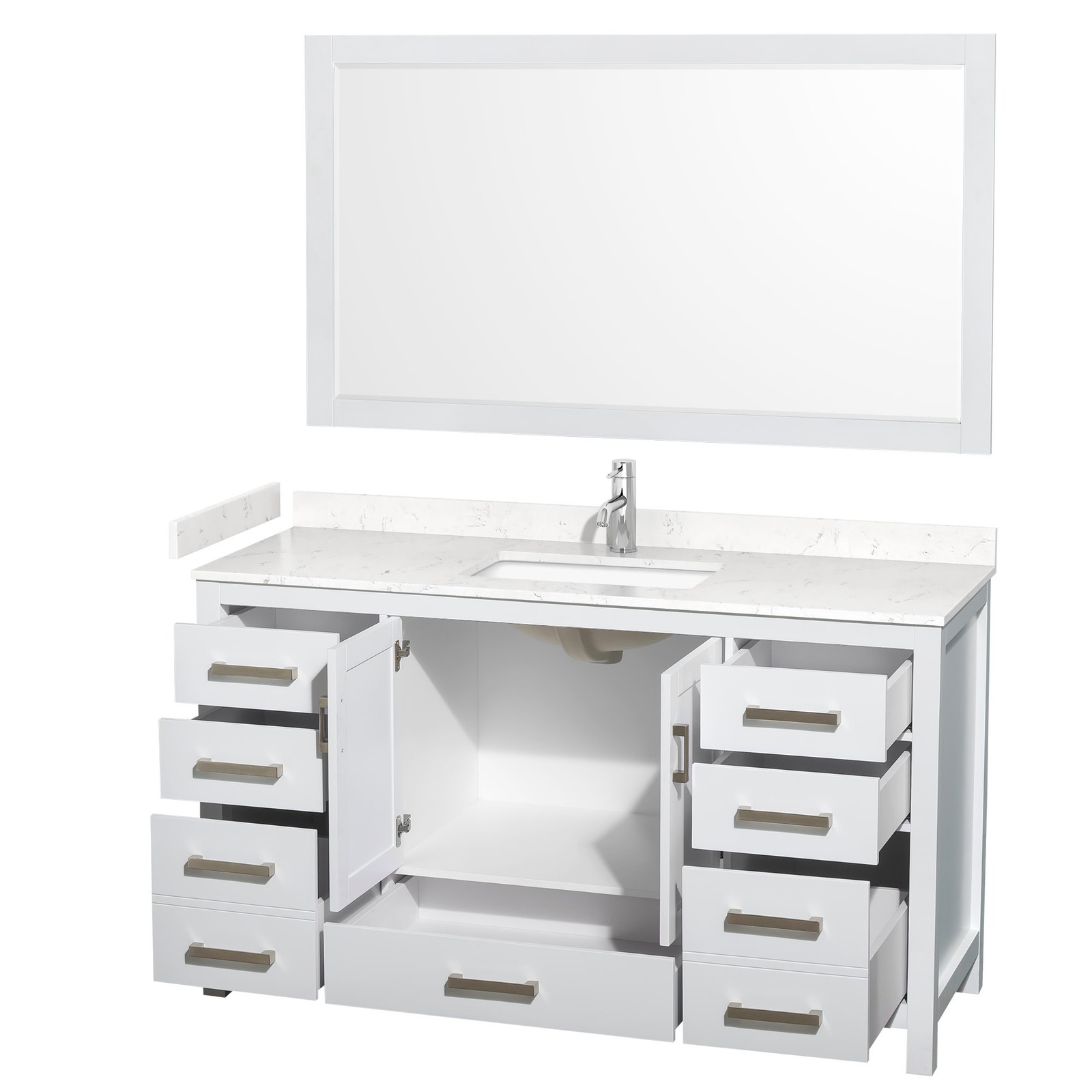 Wyndham Collection WCS141460S-VCA-M58 Sheffield 60″ – White / Carrara Cultured