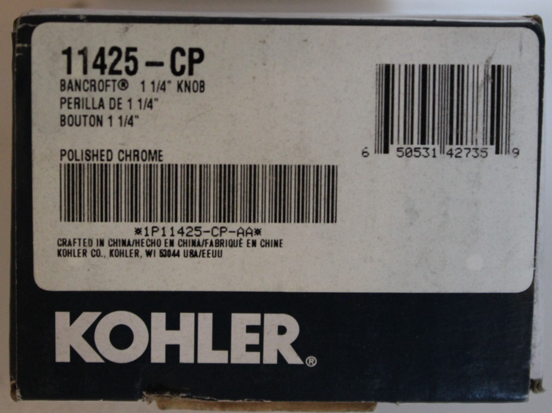 Kohler K-11425-CP – Bancroft 1-1/4″ Knob – Polished Chrome
