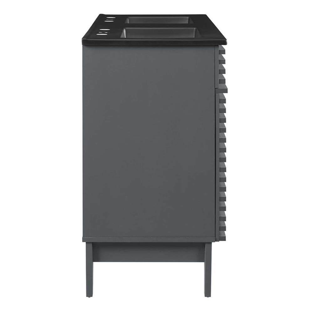 Modway Render 47.5″ MDF Wood Double Sink Bathroom Vanity in Gray/Black