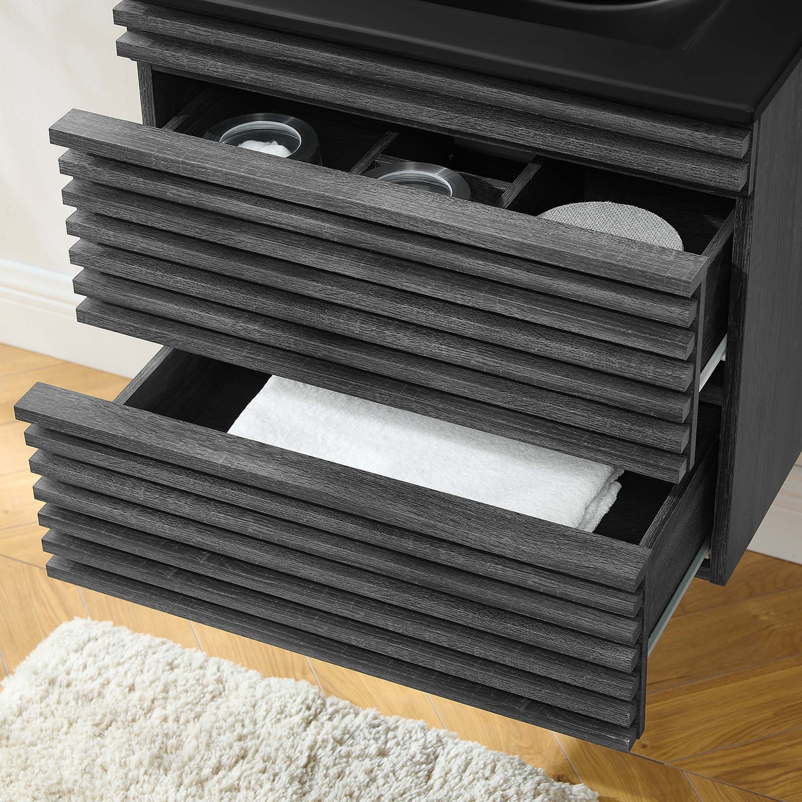 Modway Render 24″ Wall-Mount Bathroom Vanity in Charcoal Black