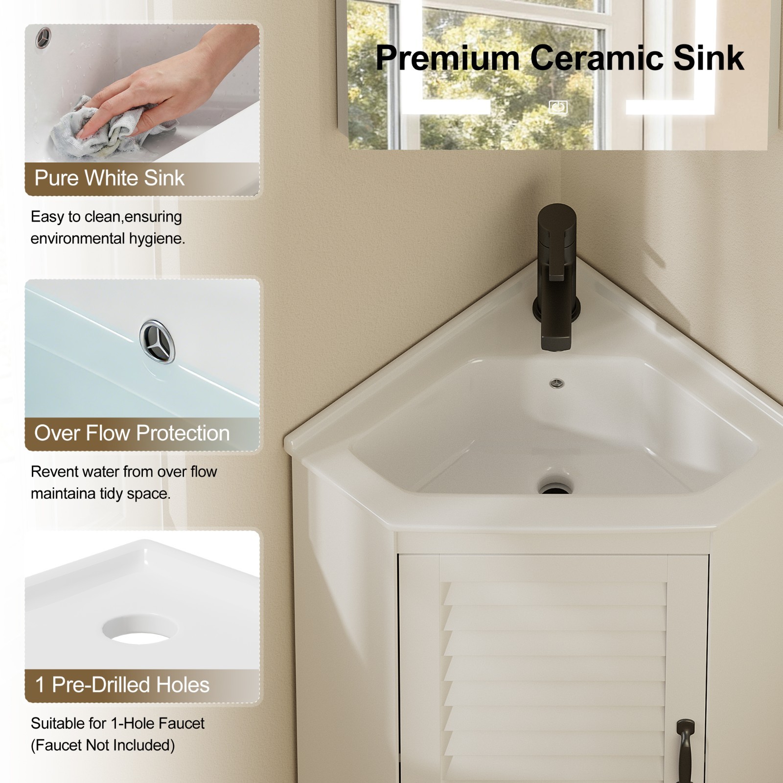 Corner Bathroom Vanity Sink Combo for Small Space Freestanding Compact Space New