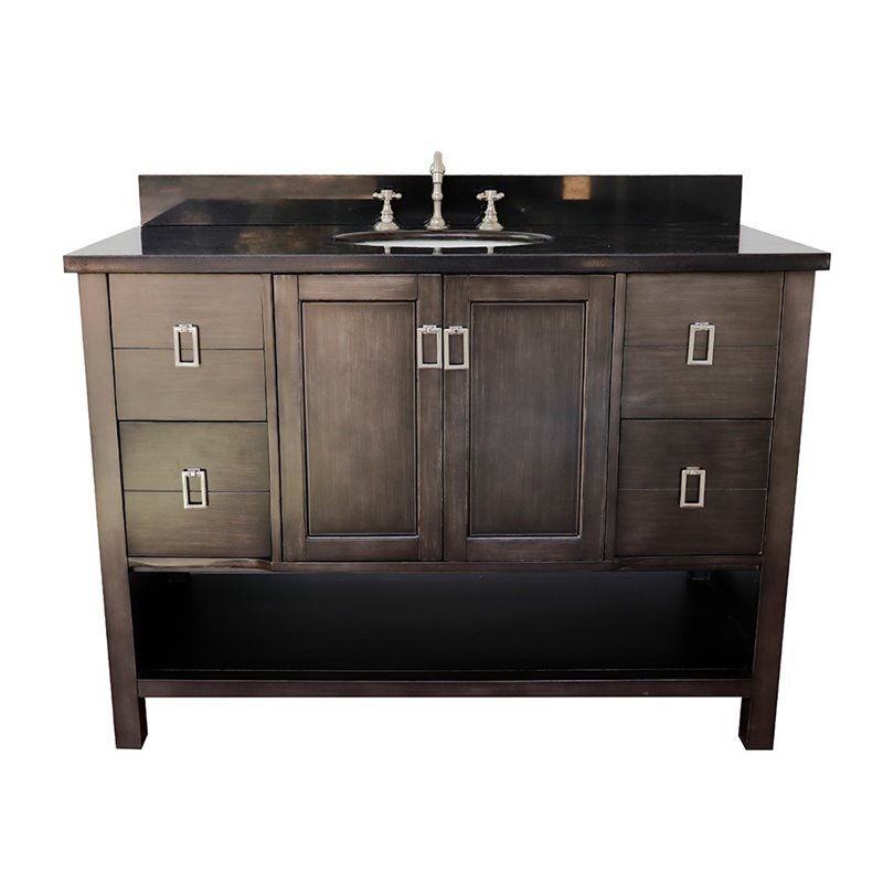 Monterey 49″ Oval Sink Solid Wood Vanity in Silvery Brown/Black Galaxy