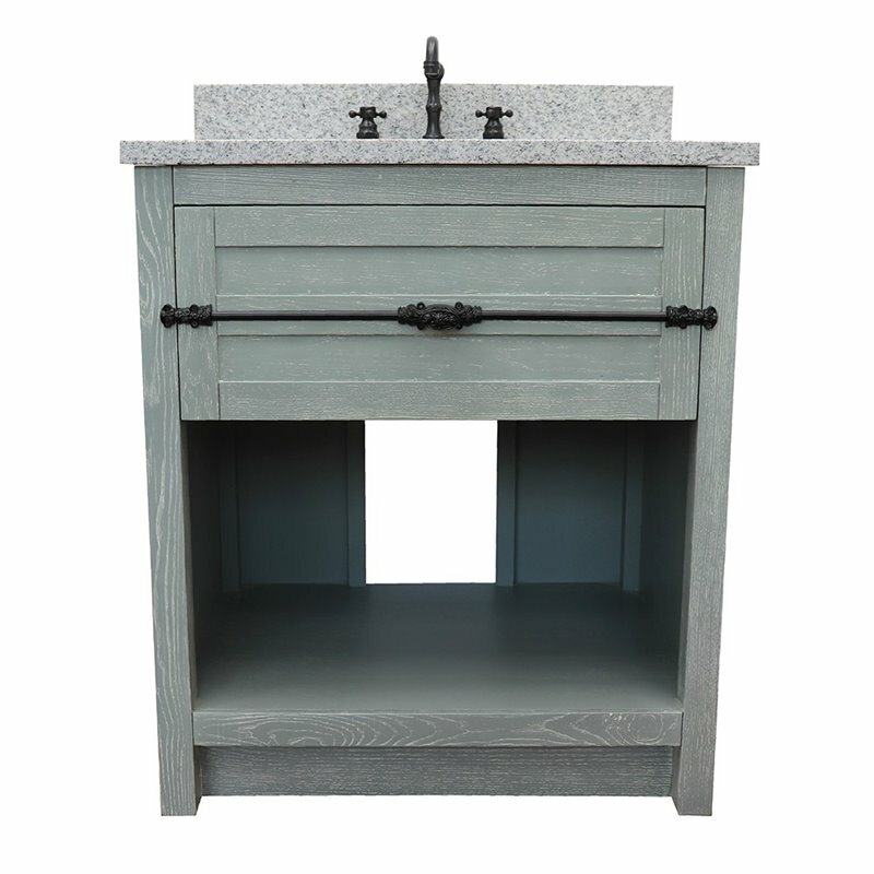 Plantation 31″ Modern Single Oval Sink Solid Wood Vanity in Gray Ash