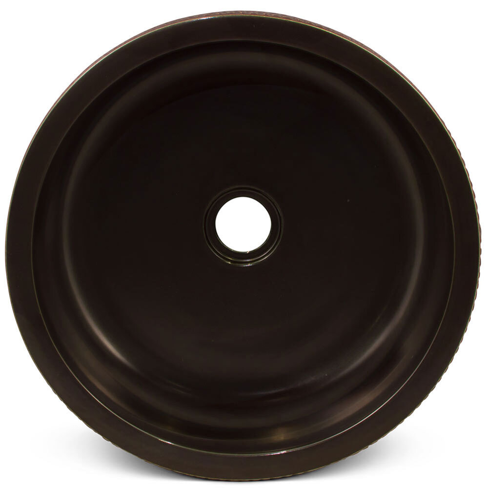US Seller – 16in Black Textured Oriental Porcelain Basin
