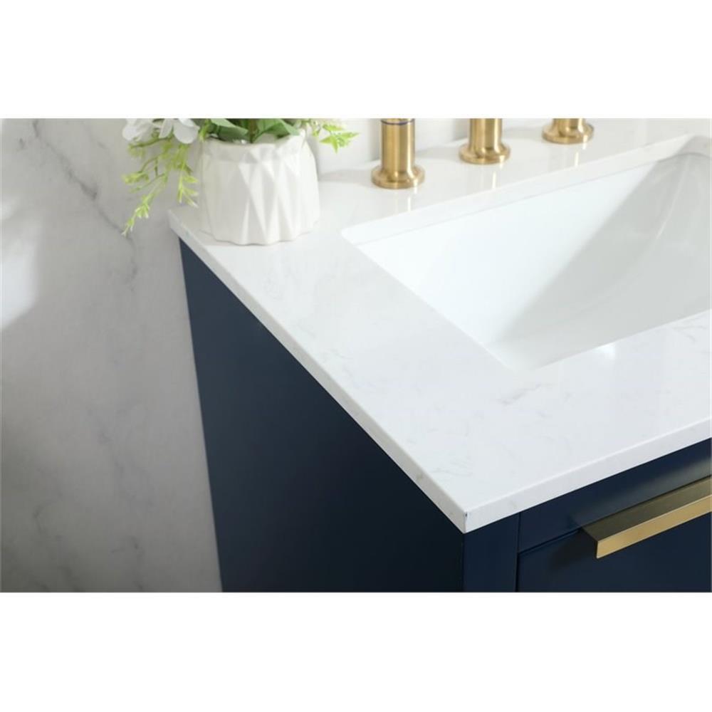 Elegant Decor Blake 24″ Aluminum Alloy MDF Single Bathroom Vanity in Blue