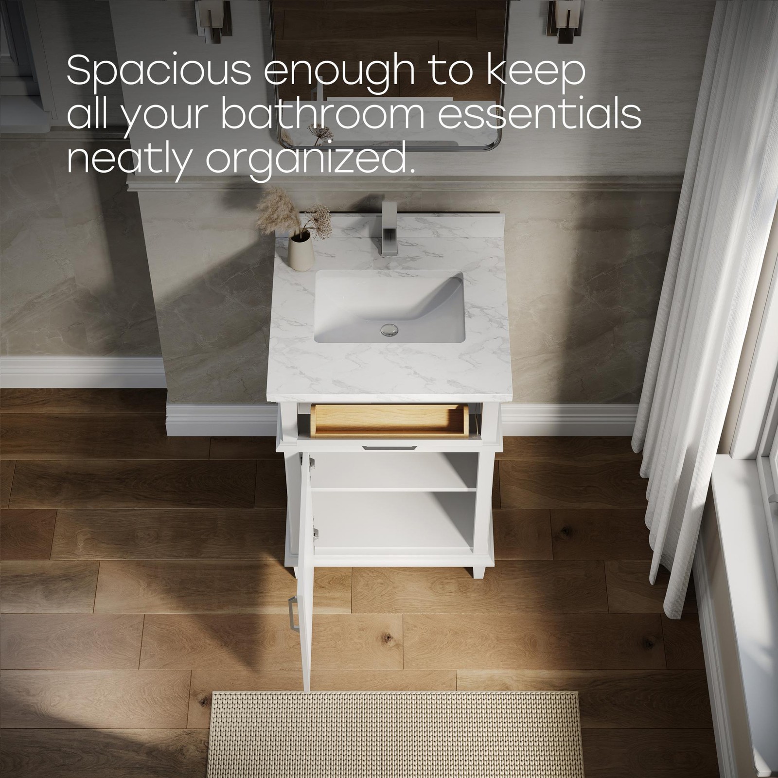 HOROW 24 Inch Bathroom Vanity with Sink, Free Standing Single Basin Vanity Set