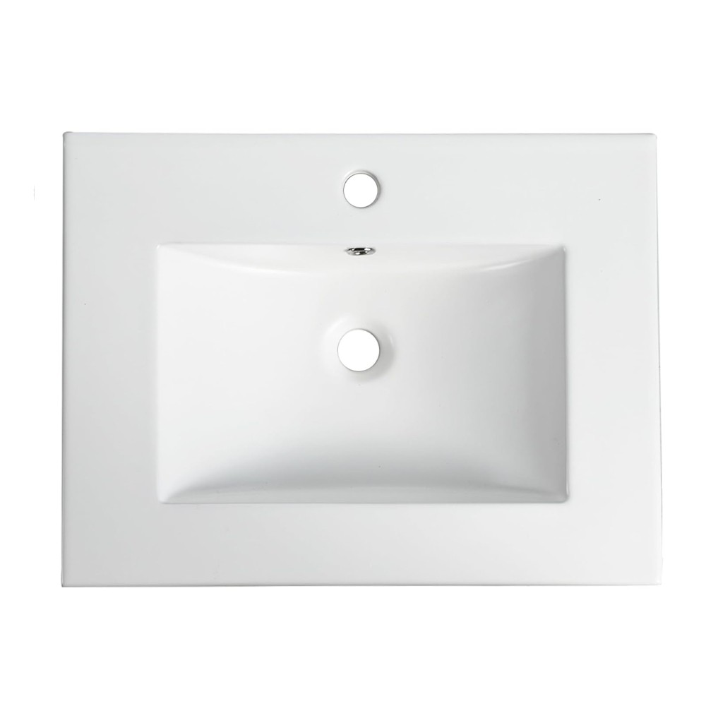 32-Inch White Ceramic Bathroom Sink, Fits 32-Inch Vanity,Pre-Drilled Faucet Hole