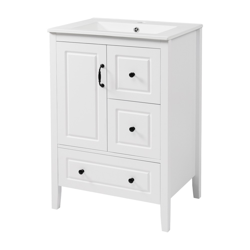24 inch Bathroom Vanity with Sink, One Cabinet with Soft-closing Door