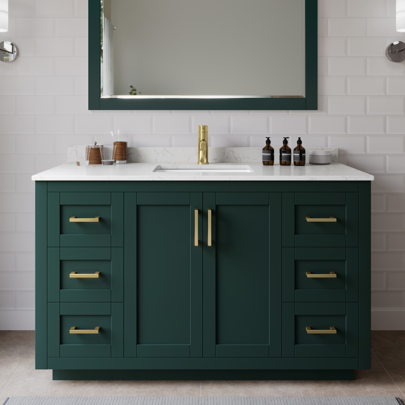 Wyndham Collection WCF2929-54S-VCA-M46 Miranda 54″ – Green / Carrara Cultured