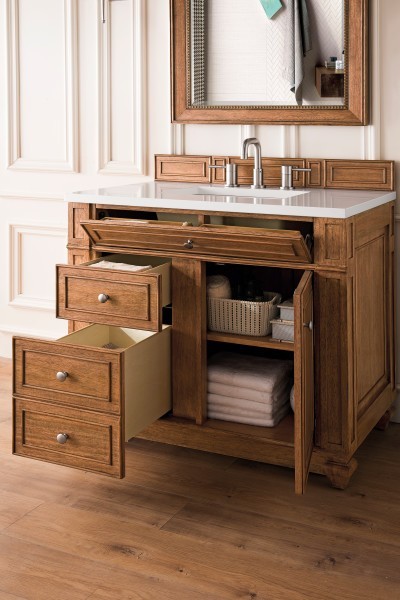 36″ James Martin Bristol 157-V36-SBR-3WZ Vanity Cabinet White Zeus Silestone Top