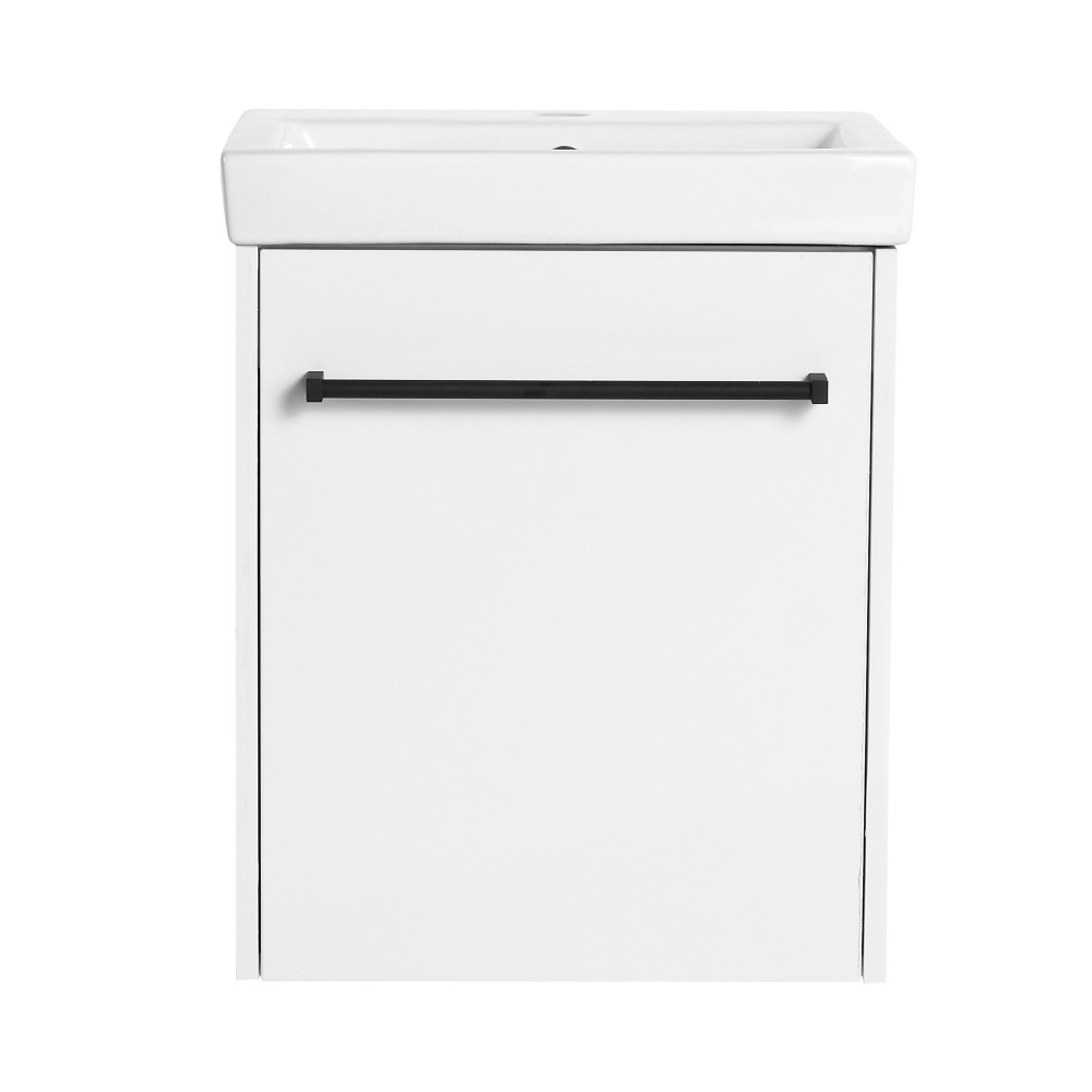 Floating Wall Mounted Bathroom Vanity W Ceramic Sink Soft Close Cabinet Door
