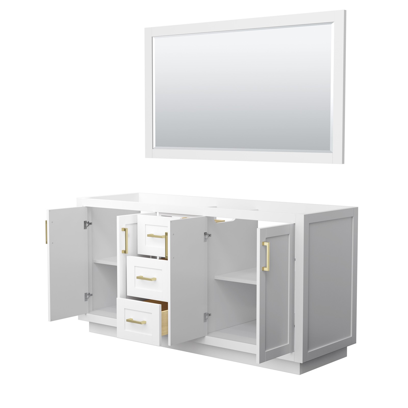Wyndham Collection WCF2929-66D-CX-M58 Miranda 66″ Double – White / Brushed Gold