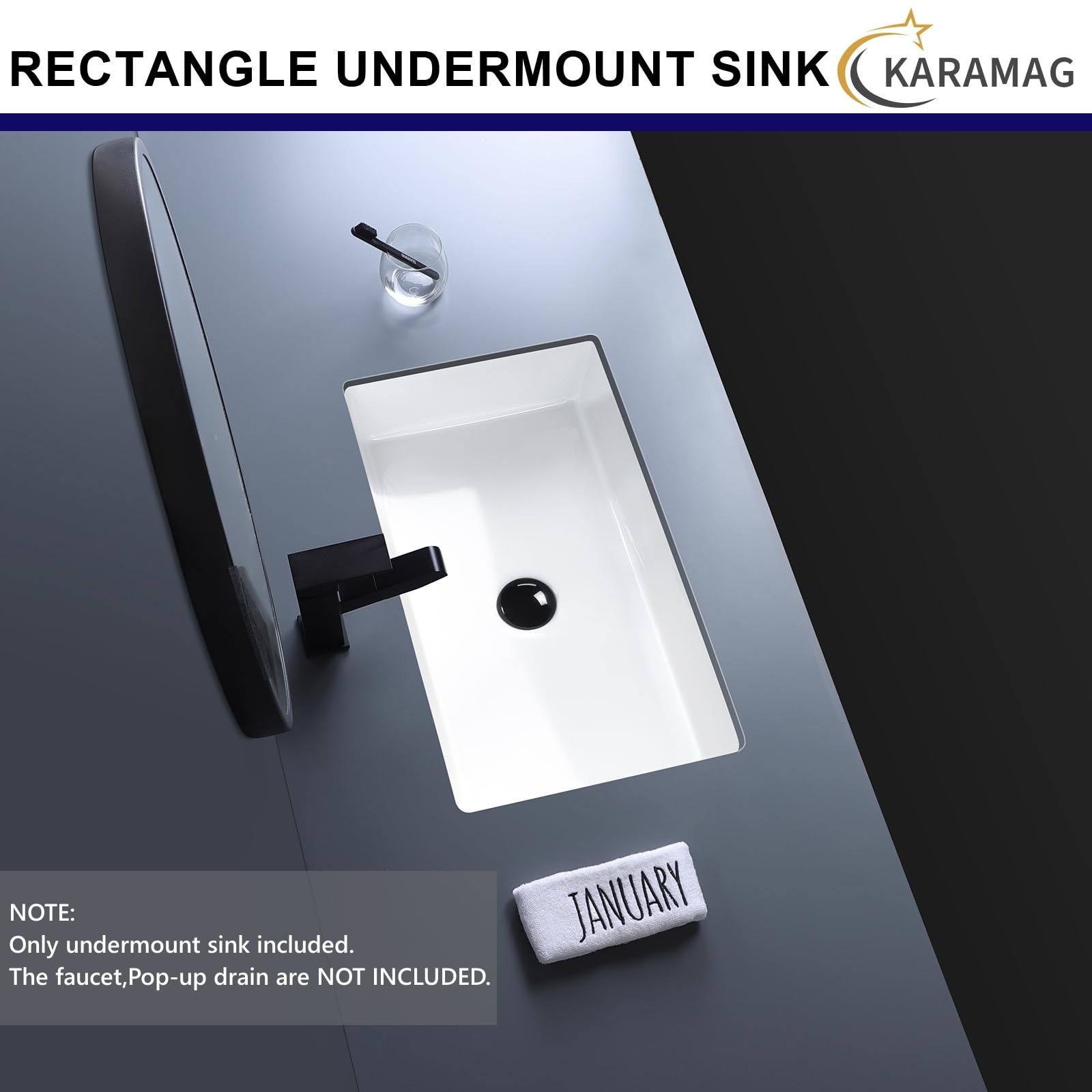 22 Inch Undermount Bathroom Sink Rectangle Undermount Sink White Ceramic Unde…