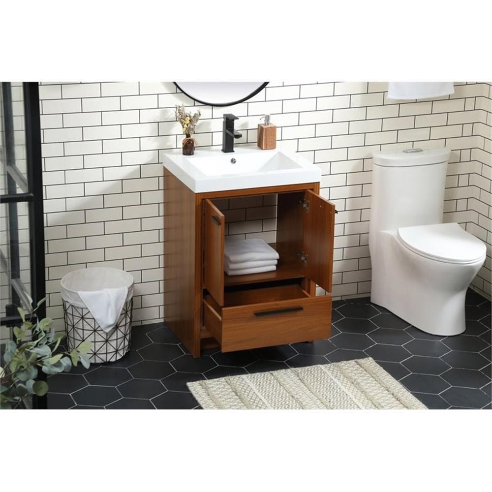 Elegant Decor Wyatt 24″ Aluminum Alloy and MDF Single Bathroom Vanity in Teak