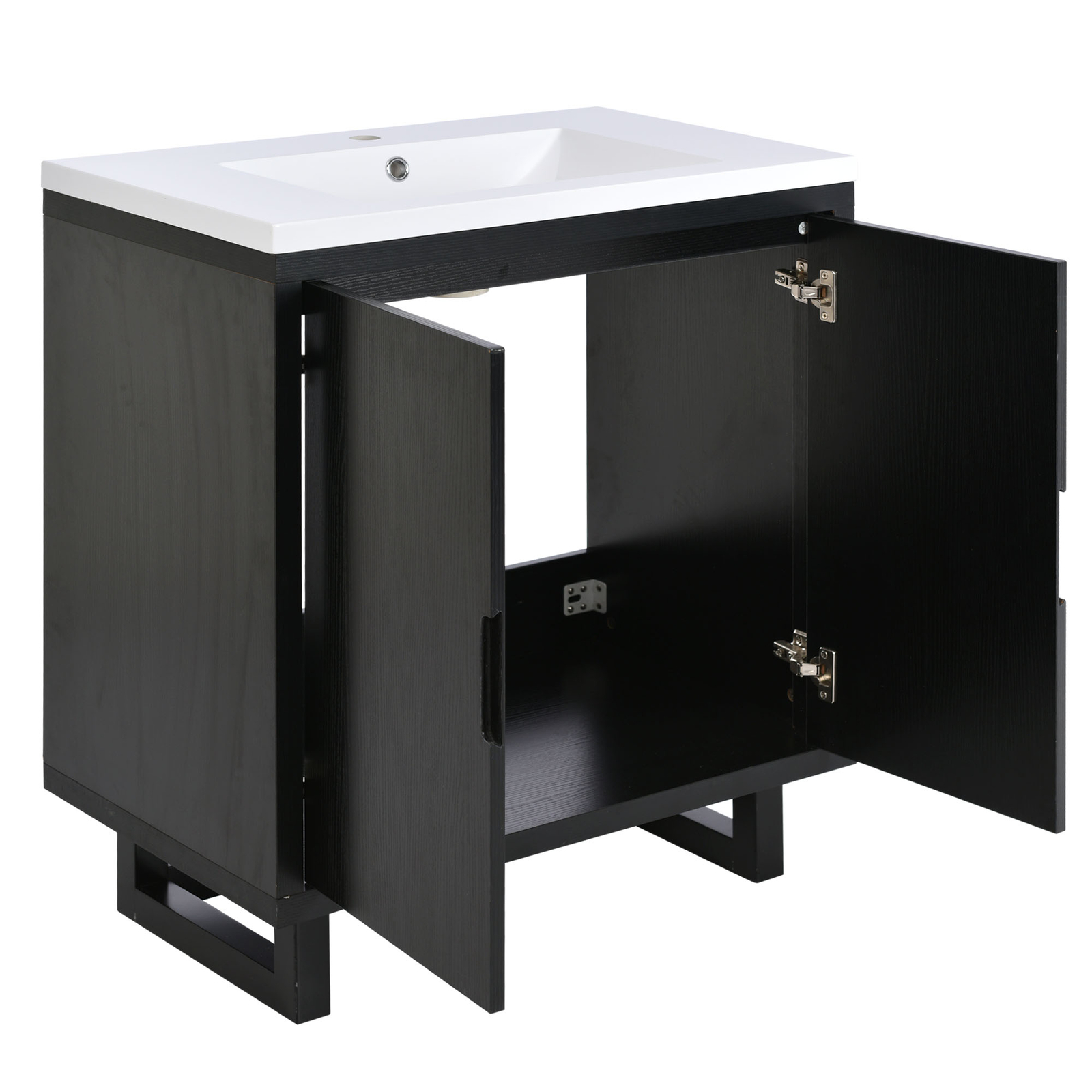 30 Inch Floor Mount Vanity Cabinet Resin Sink Bathroom Furniture Set Storage