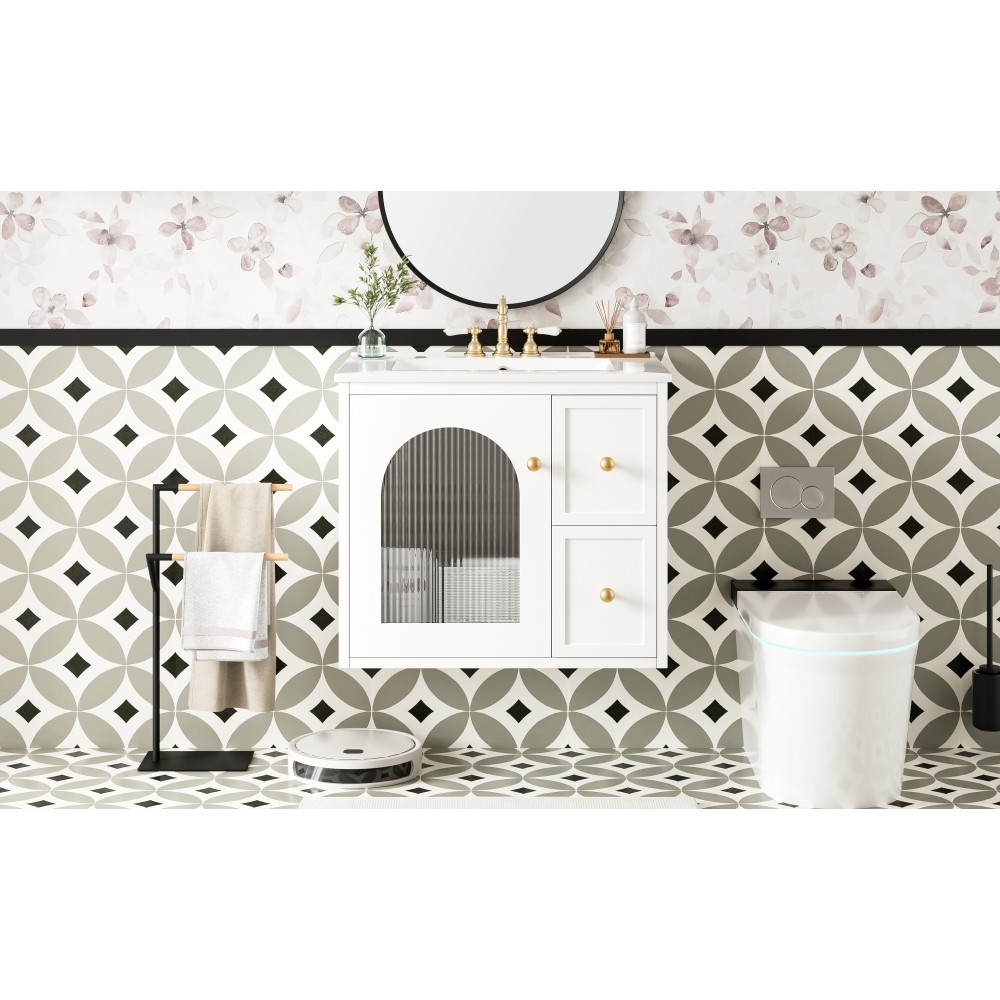 24″ Bathroom Vanity Set Wall Mounted for Small Space, Bathroom Cabinet