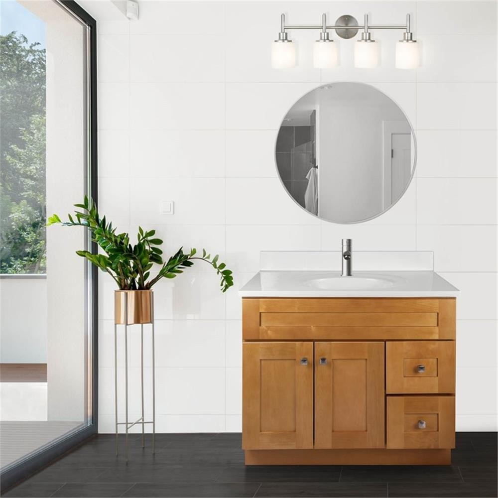 Design House Brookings 37″ Transitional Marble Bathroom Vanity in Birch